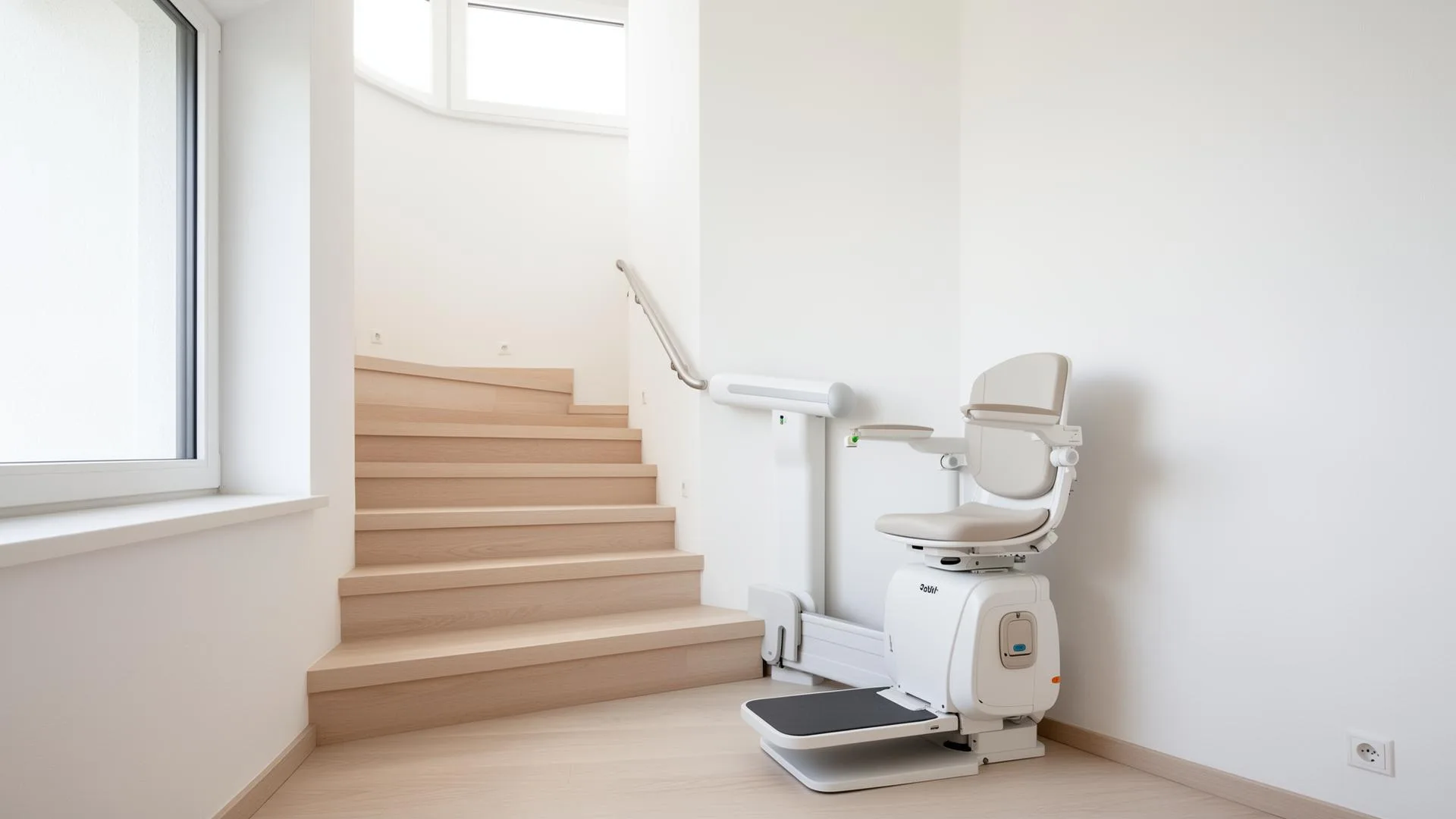 Moderner Treppenlift in einem hellen Wohnhaus